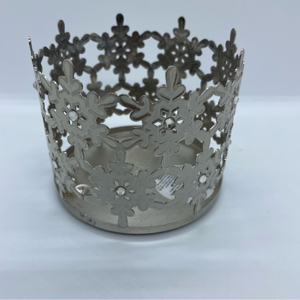 Bath & Body Works Silver Candle Holder with Snowflake accents